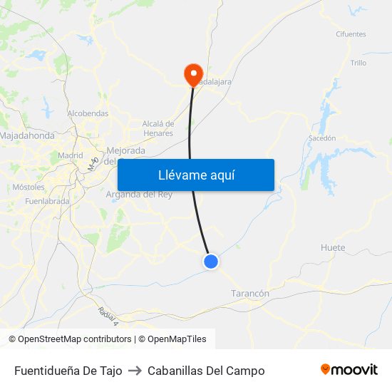 Fuentidueña De Tajo to Cabanillas Del Campo map