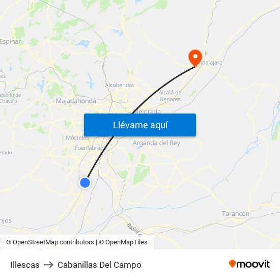 Illescas to Cabanillas Del Campo map