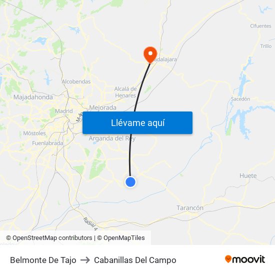Belmonte De Tajo to Cabanillas Del Campo map