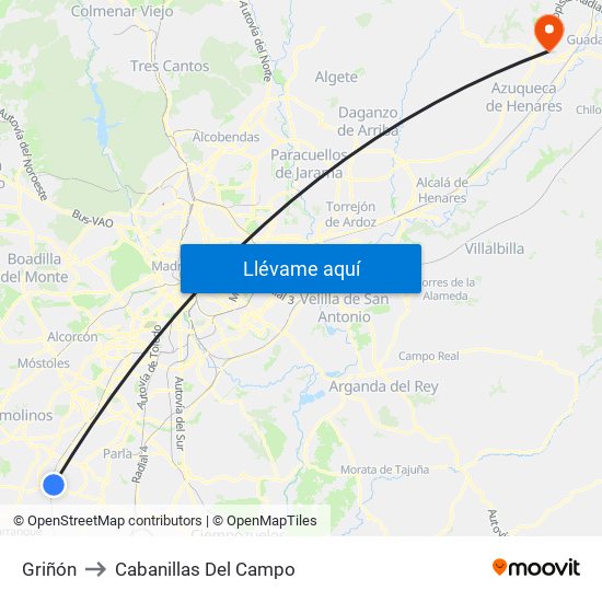 Griñón to Cabanillas Del Campo map