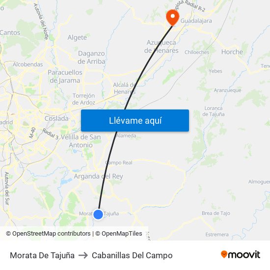 Morata De Tajuña to Cabanillas Del Campo map