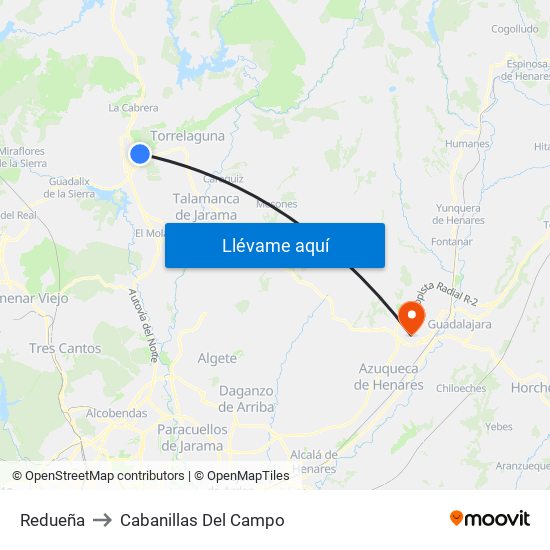 Redueña to Cabanillas Del Campo map