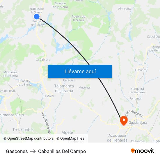 Gascones to Cabanillas Del Campo map