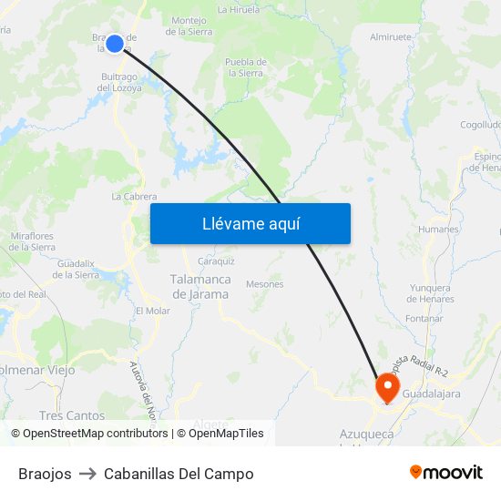Braojos to Cabanillas Del Campo map