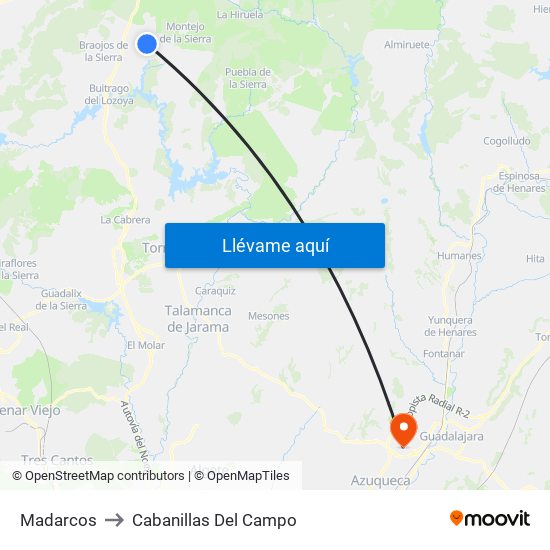 Madarcos to Cabanillas Del Campo map
