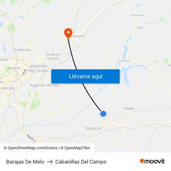 Barajas De Melo to Cabanillas Del Campo map