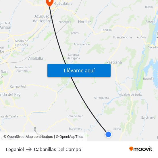 Leganiel to Cabanillas Del Campo map