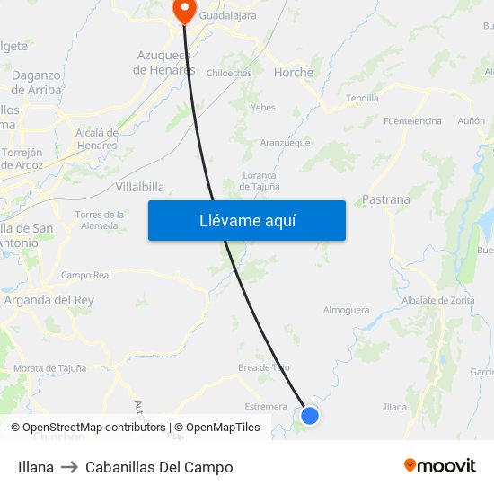 Illana to Cabanillas Del Campo map