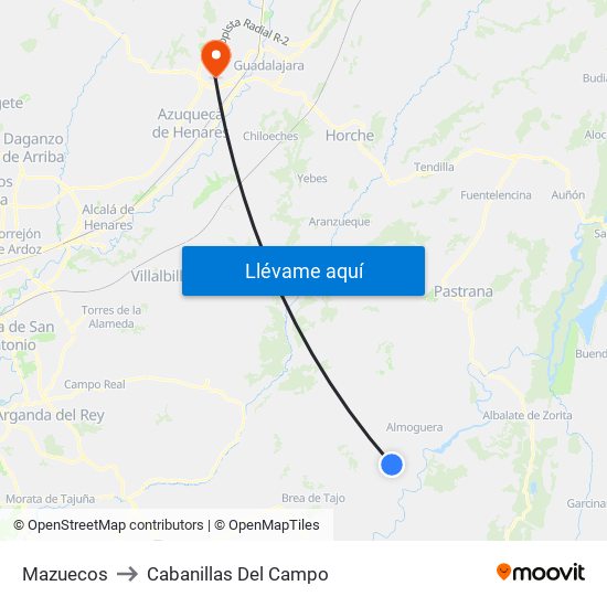 Mazuecos to Cabanillas Del Campo map