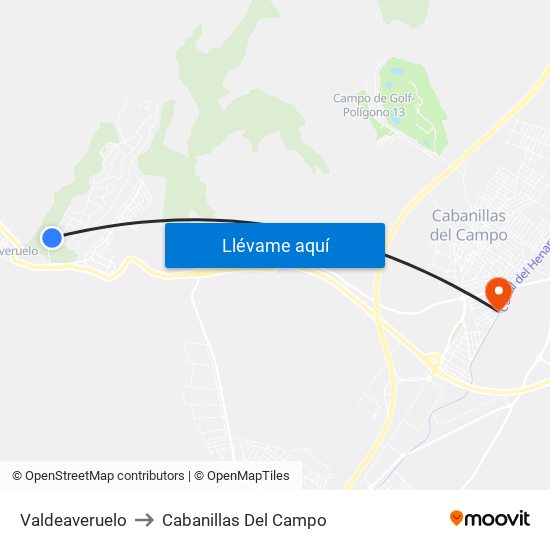Valdeaveruelo to Cabanillas Del Campo map