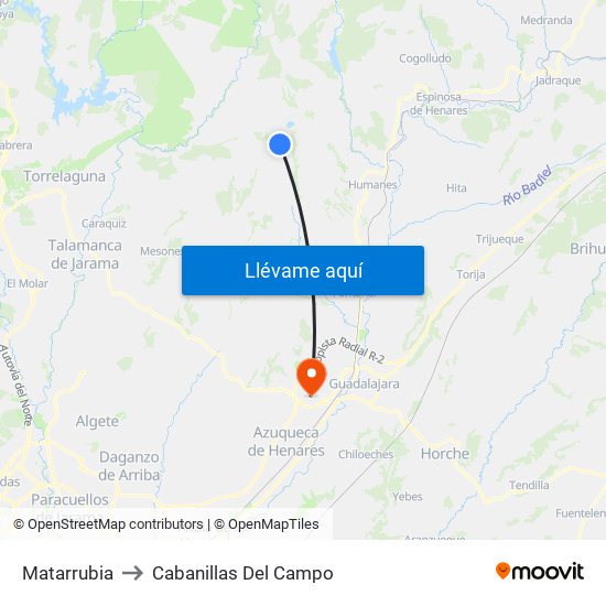 Matarrubia to Cabanillas Del Campo map
