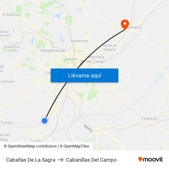 Cabañas De La Sagra to Cabanillas Del Campo map