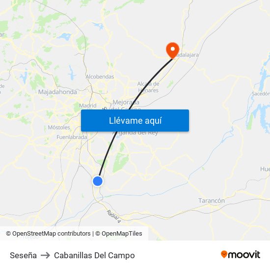 Seseña to Cabanillas Del Campo map