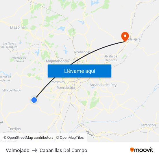 Valmojado to Cabanillas Del Campo map