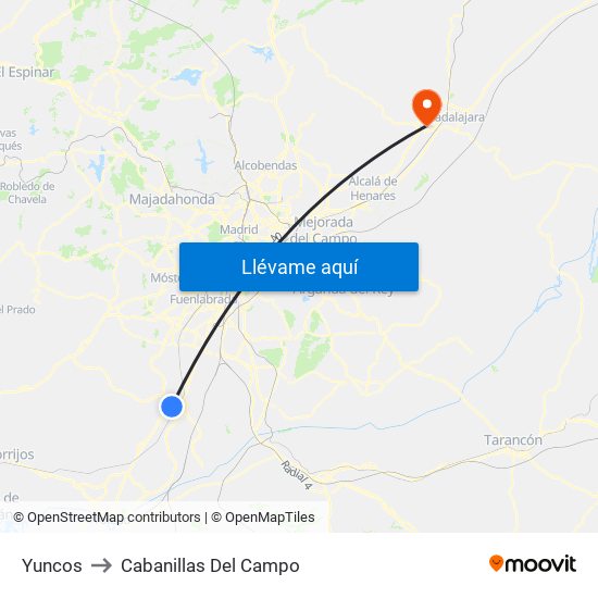 Yuncos to Cabanillas Del Campo map