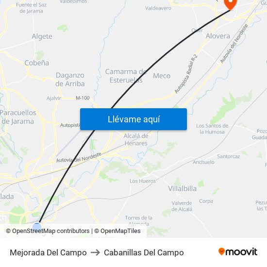 Mejorada Del Campo to Cabanillas Del Campo map