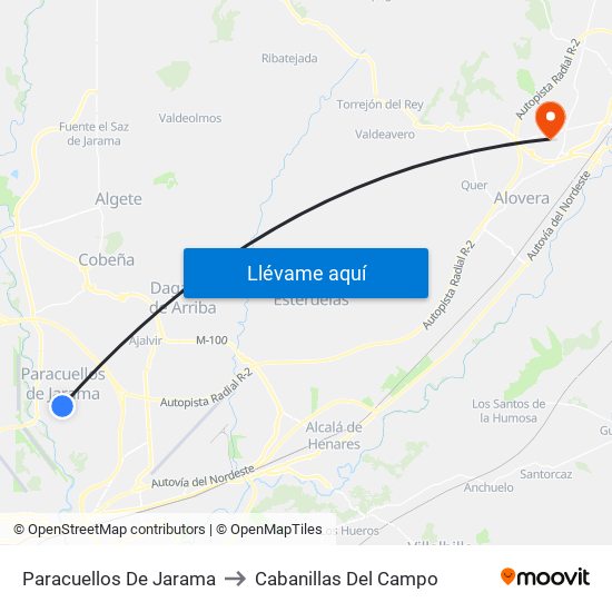 Paracuellos De Jarama to Cabanillas Del Campo map