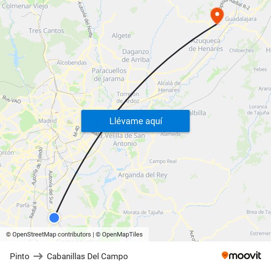 Pinto to Cabanillas Del Campo map