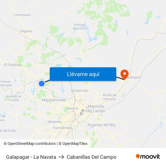 Galapagar - La Navata to Cabanillas Del Campo map
