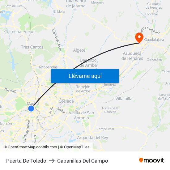 Puerta De Toledo to Cabanillas Del Campo map