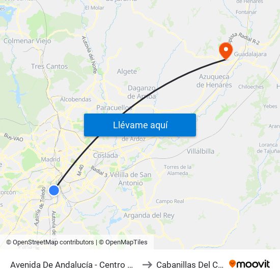 Avenida De Andalucía - Centro Comercial to Cabanillas Del Campo map