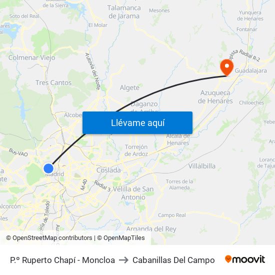 P.º Ruperto Chapí - Moncloa to Cabanillas Del Campo map