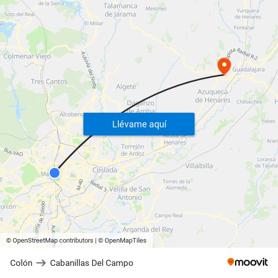 Colón to Cabanillas Del Campo map