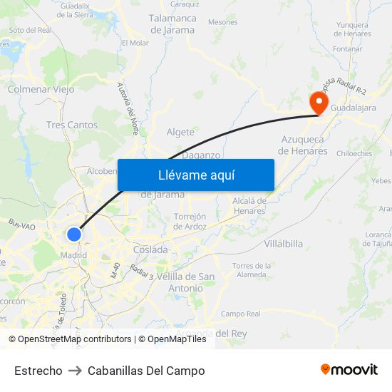 Estrecho to Cabanillas Del Campo map