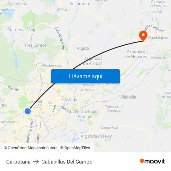 Carpetana to Cabanillas Del Campo map