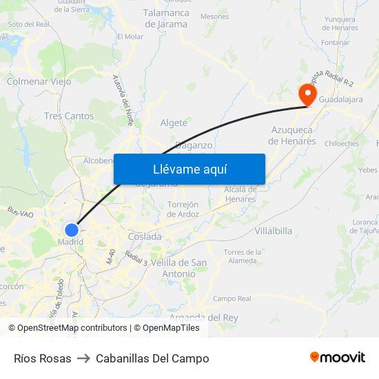 Ríos Rosas to Cabanillas Del Campo map