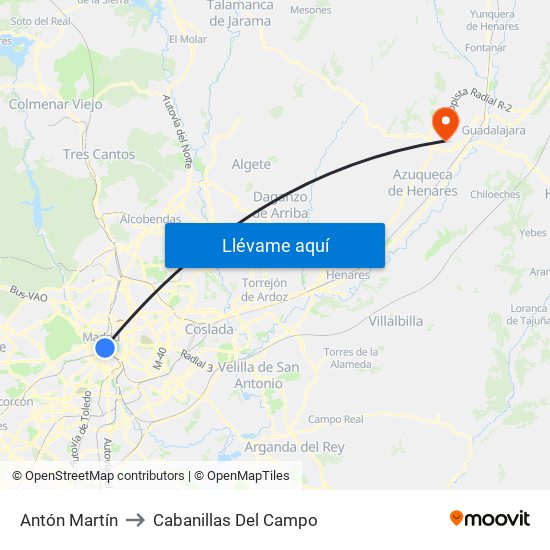 Antón Martín to Cabanillas Del Campo map