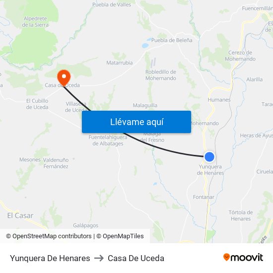 Yunquera De Henares to Casa De Uceda map
