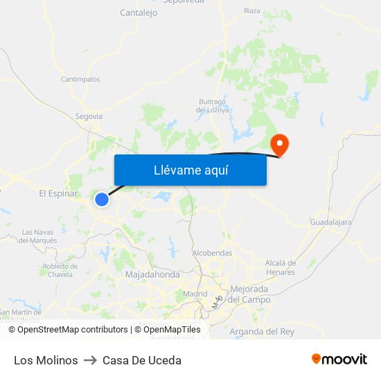 Los Molinos to Casa De Uceda map