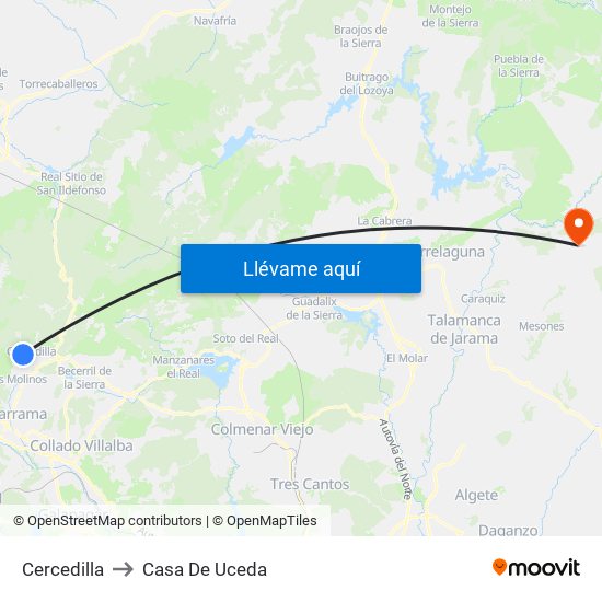Cercedilla to Casa De Uceda map