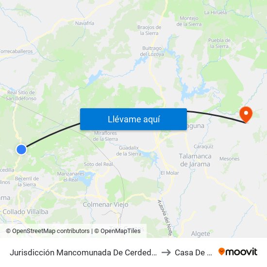 Jurisdicción Mancomunada De Cerdedilla Y Navacerrada to Casa De Uceda map