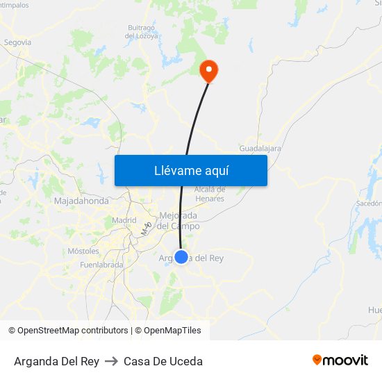 Arganda Del Rey to Casa De Uceda map