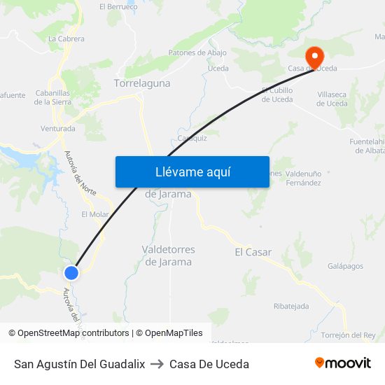 San Agustín Del Guadalix to Casa De Uceda map