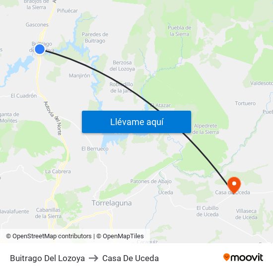 Buitrago Del Lozoya to Casa De Uceda map
