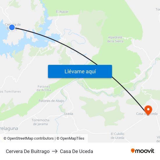 Cervera De Buitrago to Casa De Uceda map