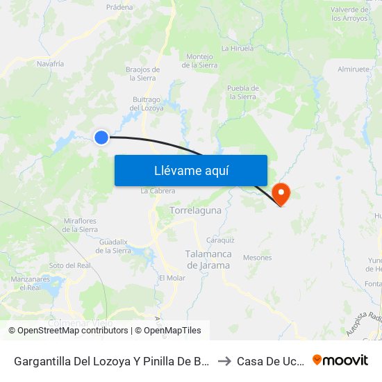 Gargantilla Del Lozoya Y Pinilla De Buitrago to Casa De Uceda map