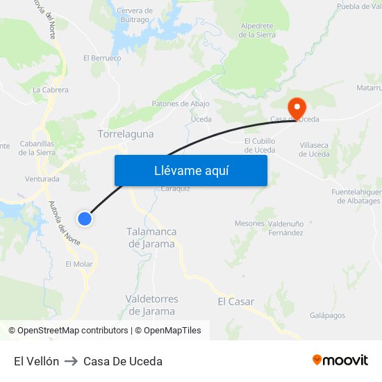 El Vellón to Casa De Uceda map