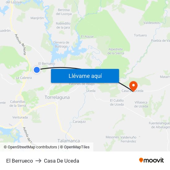 El Berrueco to Casa De Uceda map