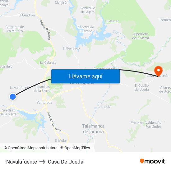 Navalafuente to Casa De Uceda map