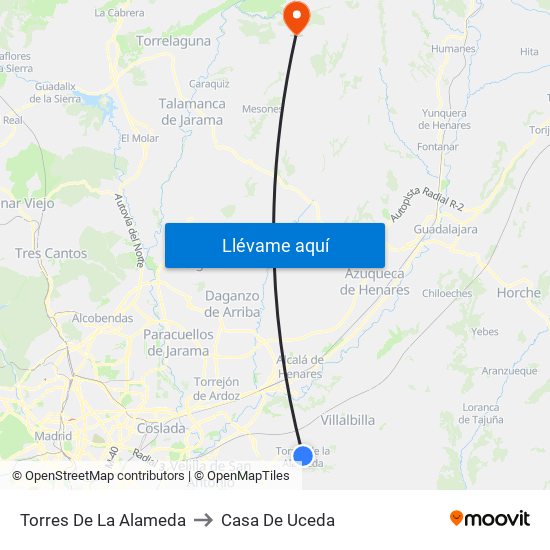 Torres De La Alameda to Casa De Uceda map