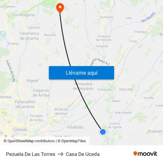 Pezuela De Las Torres to Casa De Uceda map