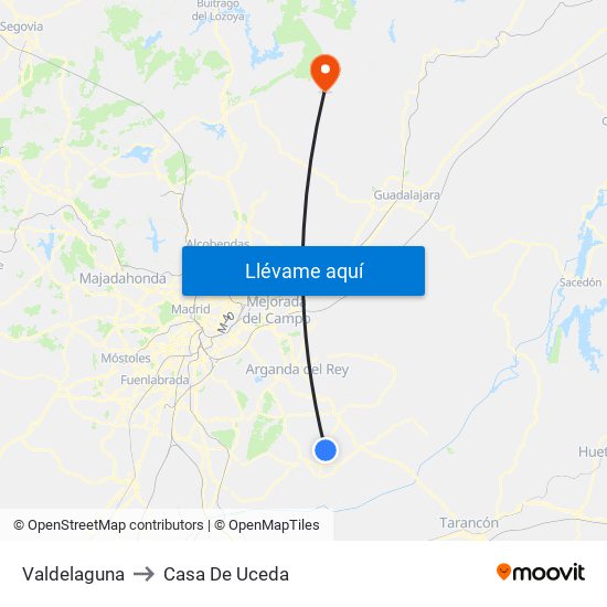 Valdelaguna to Casa De Uceda map