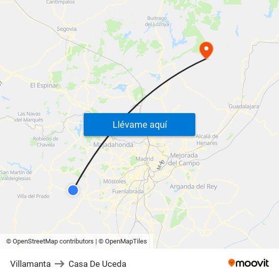 Villamanta to Casa De Uceda map