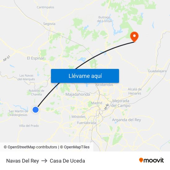 Navas Del Rey to Casa De Uceda map