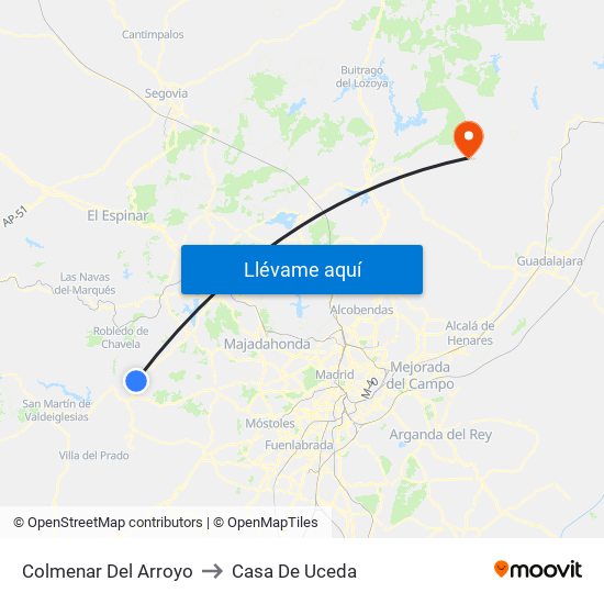 Colmenar Del Arroyo to Casa De Uceda map