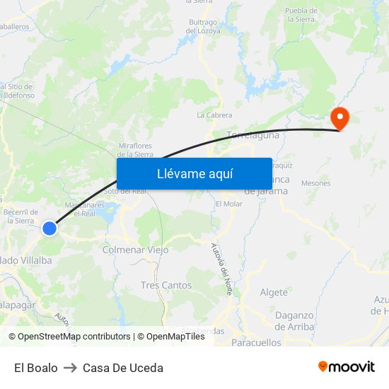 El Boalo to Casa De Uceda map